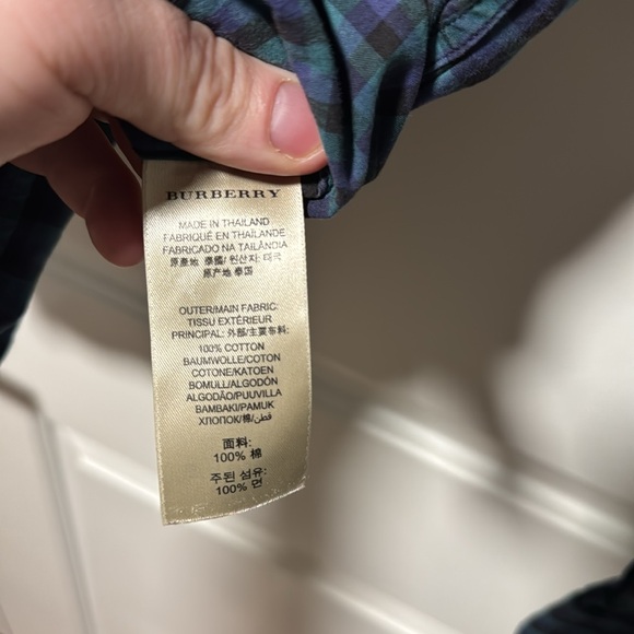 Burberry green blue and black checkered LS button down size small - Picture 3 of 5